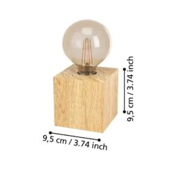 EGLO Lampe à Poser Prestwick 2 Cube De Bois, Naturelle -Luminaire 10015146 3