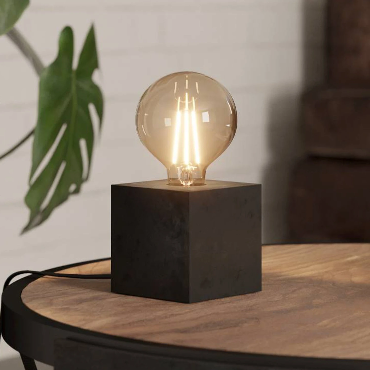 EGLO Lampe à Poser Prestwick 2 Cube En Bois, Noire 3 EGLO Lampe à Poser Prestwick 2 Cube En Bois, Noire