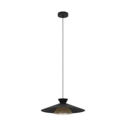 EGLO Suspension Grizedale à 1 Lampe, Noire/laiton -Luminaire 10015154 2