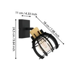 EGLO Applique Stillington 1 En Acier Avec Détails Bois -Luminaire 10015159 4