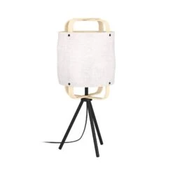 EGLO Lampe à Poser Surfleet Abat-jour En Bambou/lin -Luminaire 10015198 2