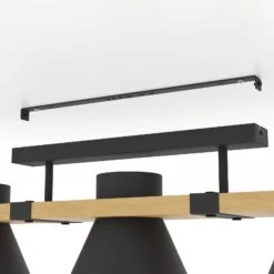 EGLO Plafonnier Maccles En Noir Avec Bois, à 3 Lampes -Luminaire 10015199 6