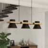EGLO Suspension Maccles En Noir Avec Bois, à 3 Lampes -Luminaire 10015200
