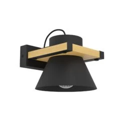 EGLO Applique Maccles En Noir Avec Bois -Luminaire 10015201 2