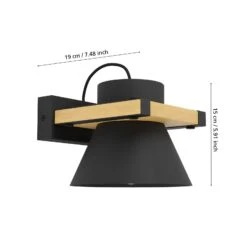 EGLO Applique Maccles En Noir Avec Bois -Luminaire 10015201 4