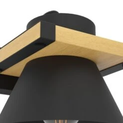EGLO Applique Maccles En Noir Avec Bois -Luminaire 10015201 5