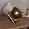 EGLO Lampe à Poser Maccles En Noir Avec Bois