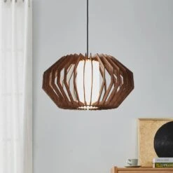 EGLO Suspension Rusticaria Avec Barres En Bois