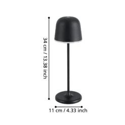 EGLO Lampe De Table LED Mannera, Batterie, Noire -Luminaire 10015261 2