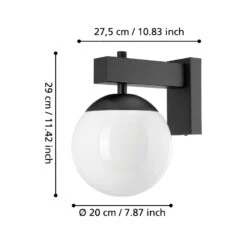 EGLO Applique Extérieur Bufalata Noire, Verre Opale 9 EGLO Applique Extérieur Bufalata Noire, Verre Opale -Luminaire 10015313 3