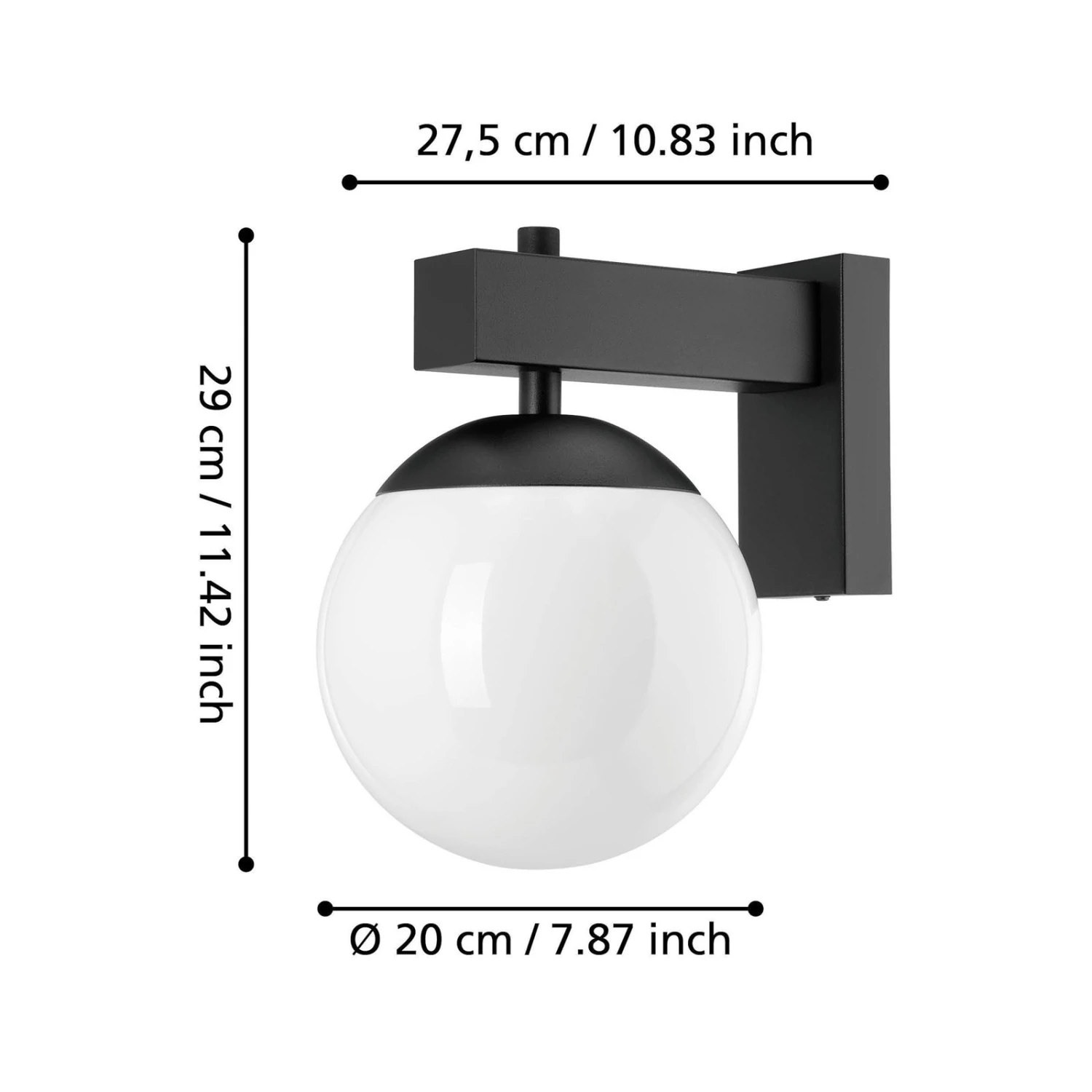 EGLO Applique Extérieur Bufalata Noire, Verre Opale 6 EGLO Applique Extérieur Bufalata Noire, Verre Opale – Image 4