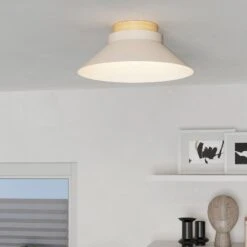 EGLO Plafonnier Moharras, Sable Avec Détail En Bois -Luminaire 10015336 1