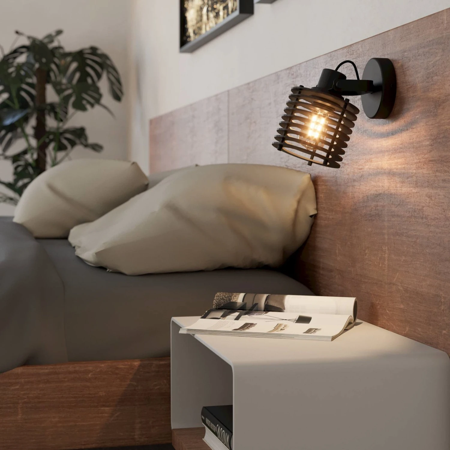 EGLO Applique Segovia, Abat-jour En Anneaux De Bois 4 EGLO Applique Segovia, Abat-jour En Anneaux De Bois – Image 2