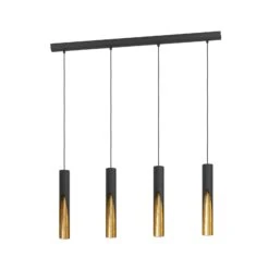 EGLO Suspension LED Barbotto En Noir/doré, à 4 Lampes