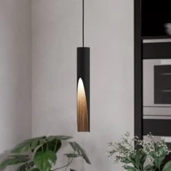EGLO Suspension LED Barbotto En Noir/chêne, à 1 Lampe