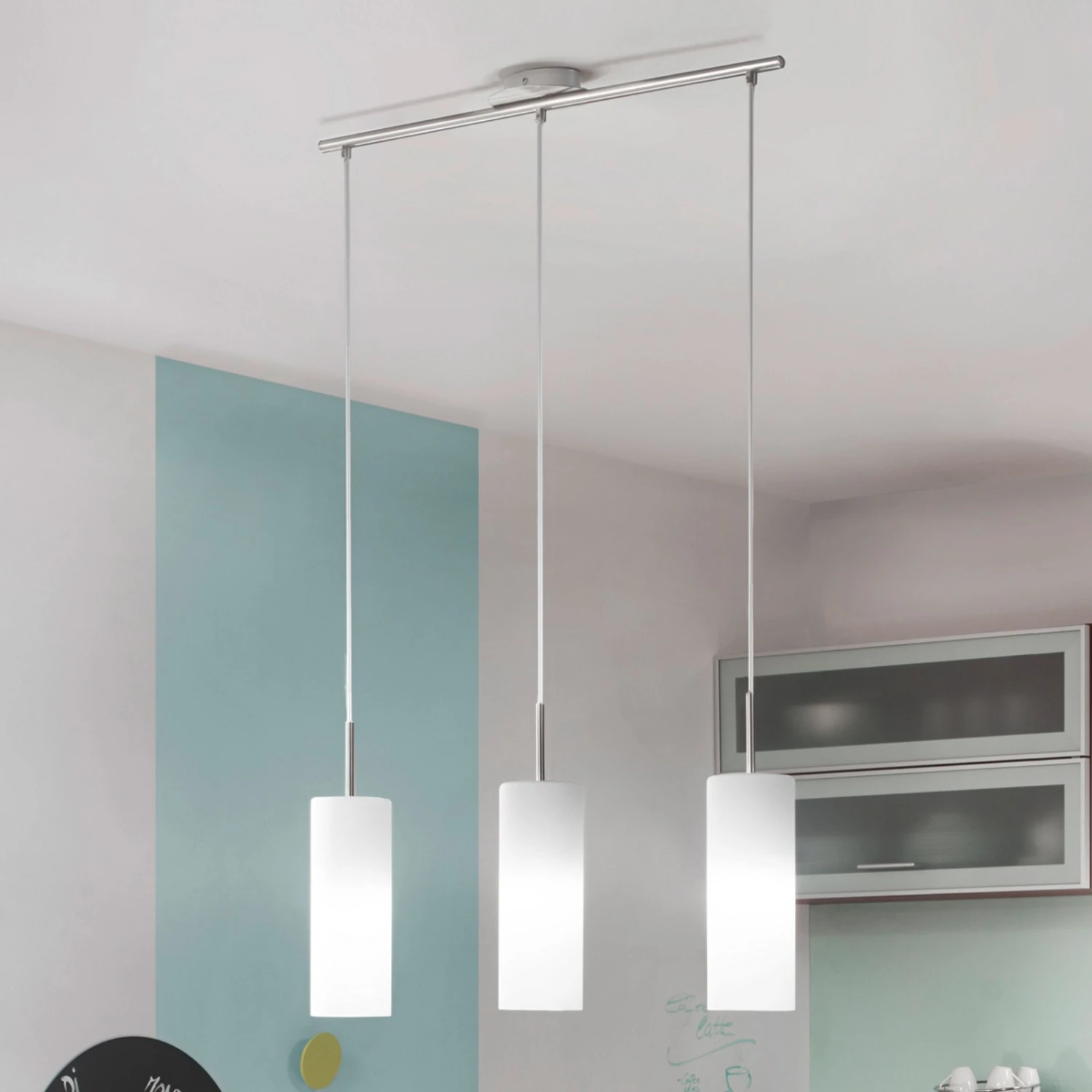 EGLO Suspension Troy, Nickel Mat/satinée, à 3 Lampes 3 EGLO Suspension Troy, Nickel Mat/satinée, à 3 Lampes