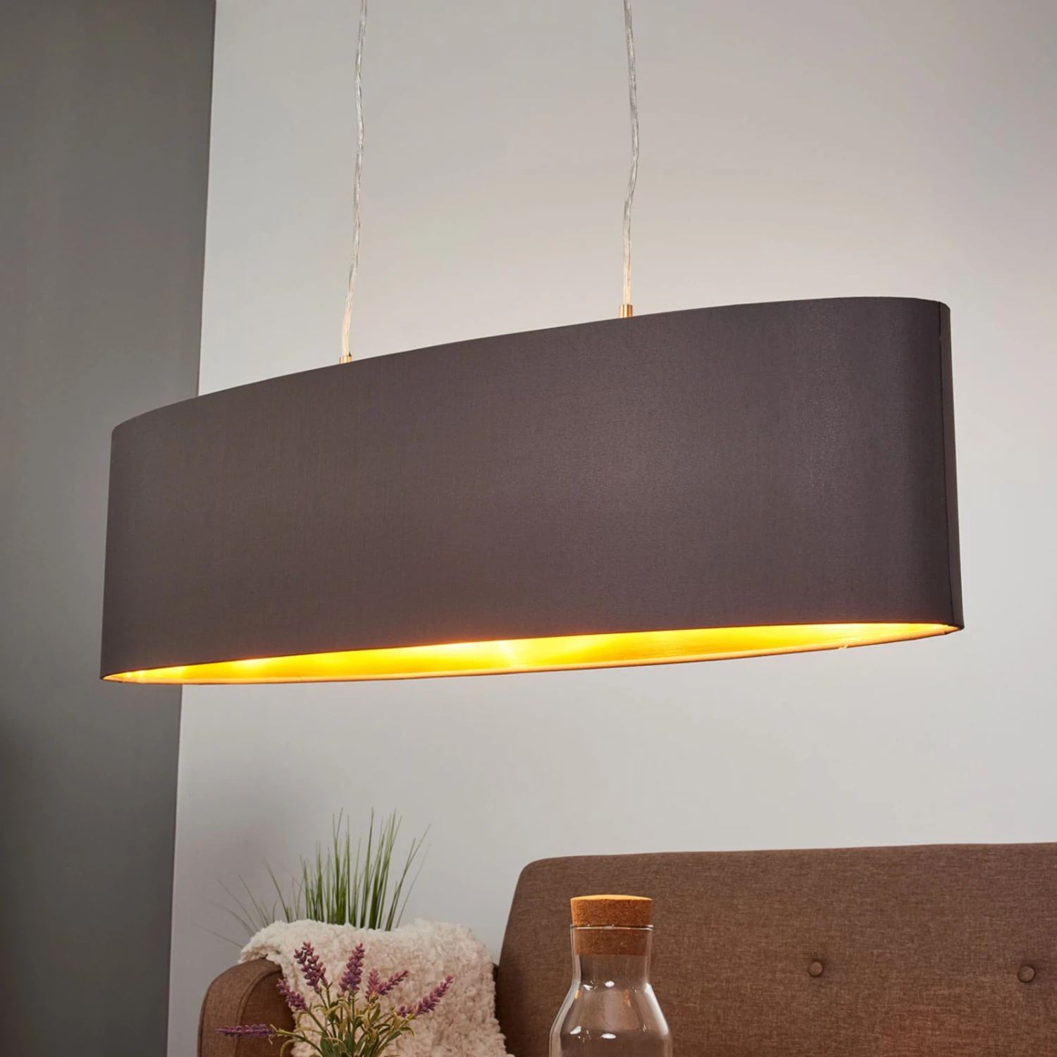 EGLO Suspension Textile Noire-dorée Lecio 5 EGLO Suspension Textile Noire-dorée Lecio – Image 3