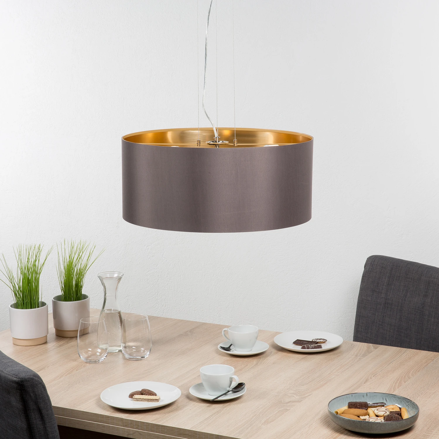 EGLO Suspension En Tissu Maserlo, Cappuccino, 53 cm 4 EGLO Suspension En Tissu Maserlo, Cappuccino, 53 cm – Image 2
