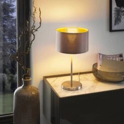 EGLO Lampe à Poser En Tissu Maserlo, Cappuccino -Luminaire 3031706 3