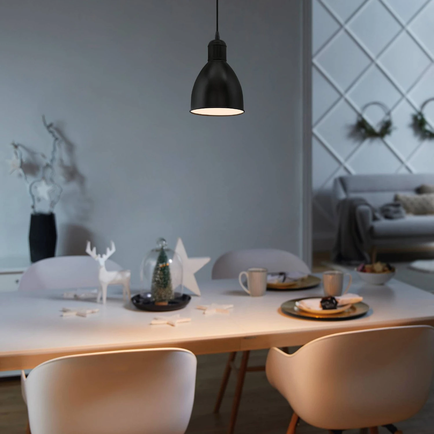 EGLO Suspension Priddy 1 à 1 Lampe, Noir 4 EGLO Suspension Priddy 1 à 1 Lampe, Noir – Image 2