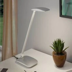 EGLO Lampe De Bureau LED Argentée Cajero à Variateur