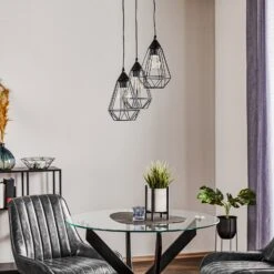 EGLO À 3 Lampes - Suspension Tarbes Noire Style Vintage -Luminaire 3031860 2