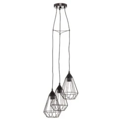 EGLO À 3 Lampes - Suspension Tarbes Noire Style Vintage -Luminaire 3031860 3