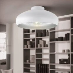 EGLO Plafonnier Mogano En Métal, Ø40 cm, Blanc -Luminaire 3031870 1