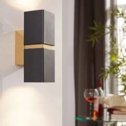 EGLO Applique LED Passa à Deux Lampes, Noir Et Doré -Luminaire 3031955 3