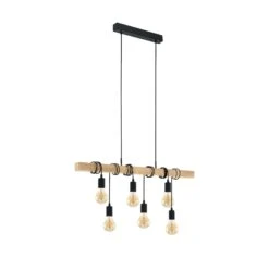 EGLO Suspension Townshend Avec Du Bois 6 lampes -Luminaire 3032130 2