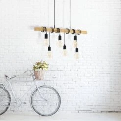 EGLO Suspension Townshend Avec Du Bois 6 lampes -Luminaire 3032130 4
