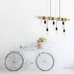 EGLO Suspension Townshend Avec Du Bois 6 lampes -Luminaire 3032130 6