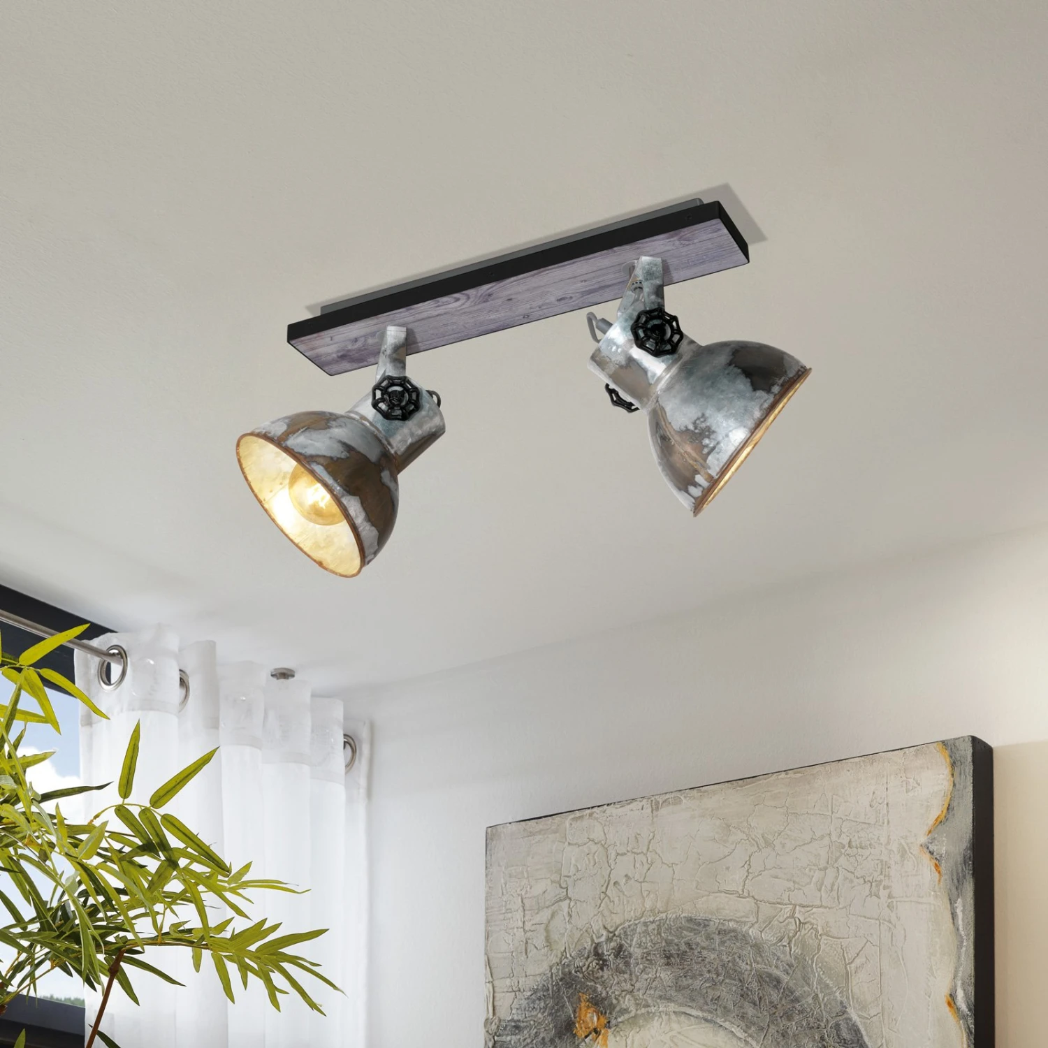 EGLO Plafonnier Barnstaple Industriel 2 lampes 4 EGLO Plafonnier Barnstaple Industriel 2 lampes – Image 2