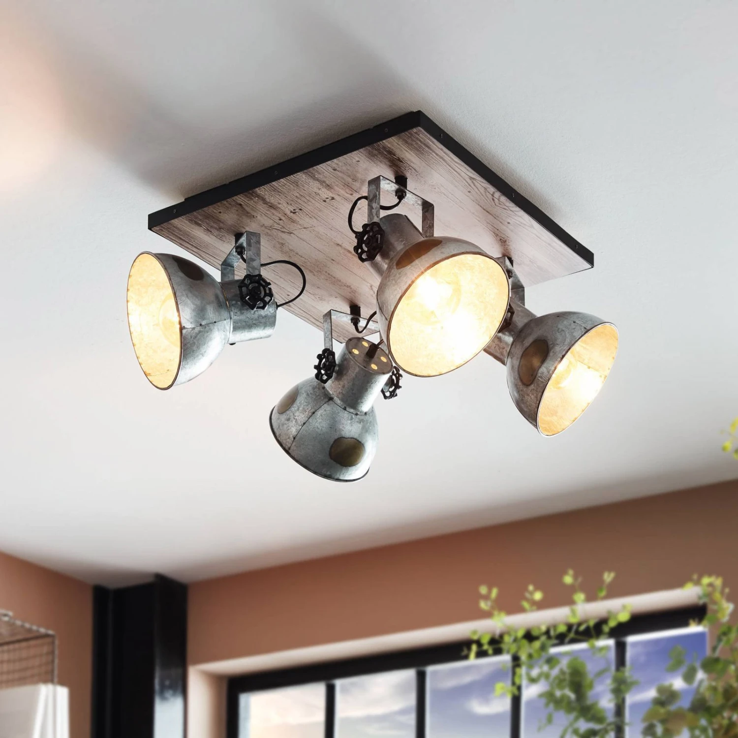 EGLO Plafonnier Barnstaple Au Look Industriel 4 Lampes 4 EGLO Plafonnier Barnstaple Au Look Industriel 4 Lampes – Image 2