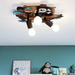 EGLO Plafonnier San Carlo Bateau Pirate à 3 Lampes -Luminaire 3032222 1