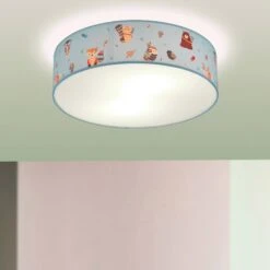 EGLO Plafonnier Ruffo En Tissu Motif Animal De La Forêt -Luminaire 3032224 1