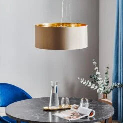 EGLO Suspension Maserlo Rond, Taupe-doré -Luminaire 3032267 2