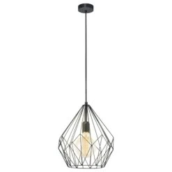 EGLO Suspension Carlton Au Design Cage, Noire Ø 31 cm -Luminaire 3032271 3