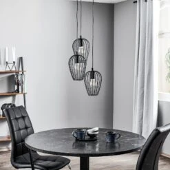 EGLO Suspension Newtown, Noir, à 3 Lampes, Rond -Luminaire 3032275 2