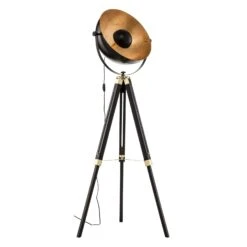 EGLO Lampadaire Covaleda Avec Support Trépied Noir/doré -Luminaire 3032277 3