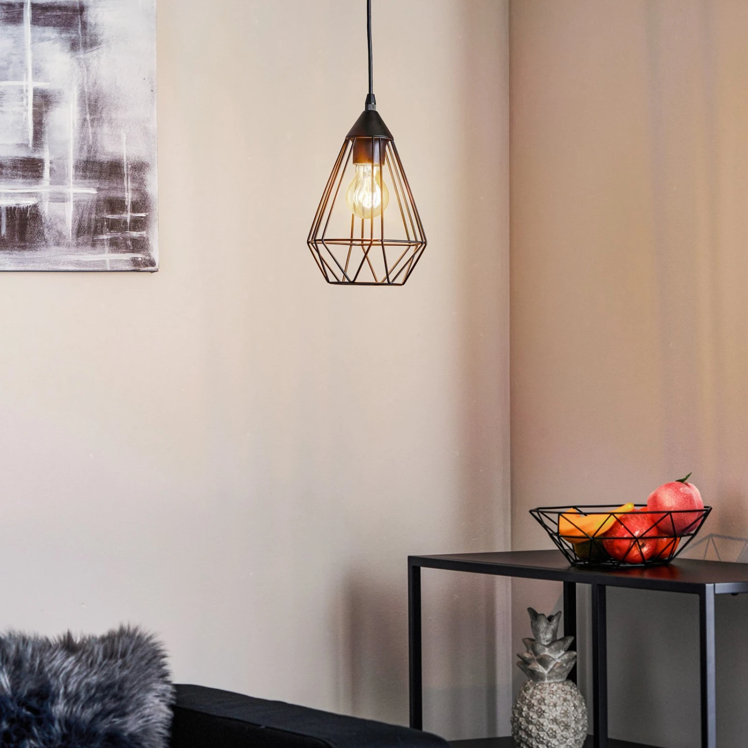 EGLO Suspension Tarbes à 1 Lampe, 17,5 cm, Noir 4 EGLO Suspension Tarbes à 1 Lampe, 17,5 cm, Noir – Image 2