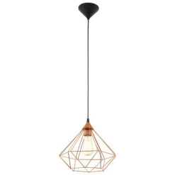 EGLO Suspension Tarbes à 1 Lampe, 32,5 cm, Cuivre -Luminaire 3032282 3