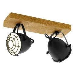 EGLO Spot Pour Plafond Gatebeck Bois Et Métal, 2 Lampes