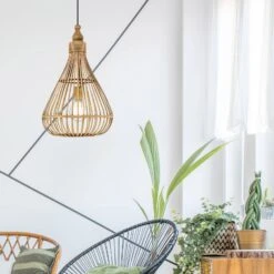 EGLO Suspension Amsfield En Bambou, Forme De Poire -Luminaire 3032305 2