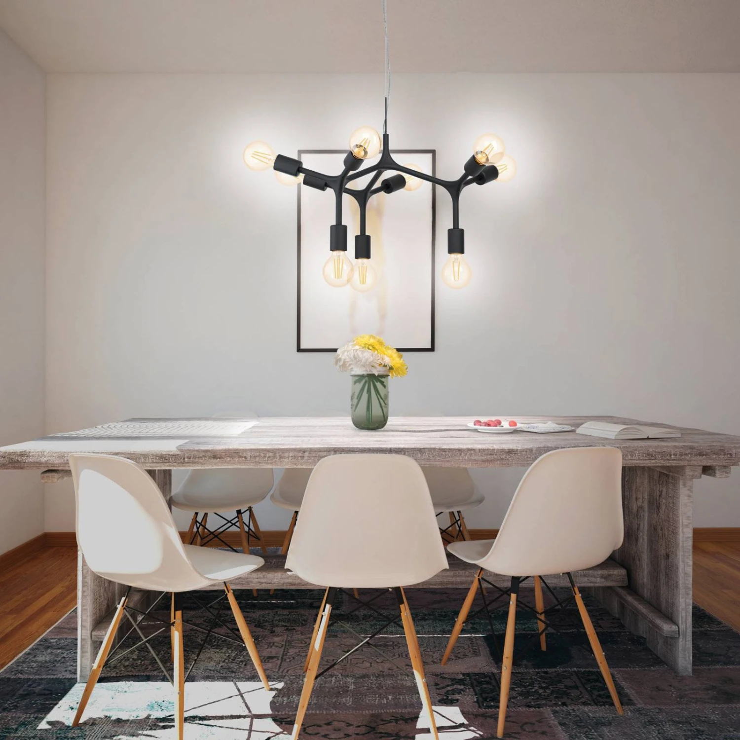 EGLO Suspension Bocadella 1 En Noir, à 9 Lampes 4 EGLO Suspension Bocadella 1 En Noir, à 9 Lampes – Image 2