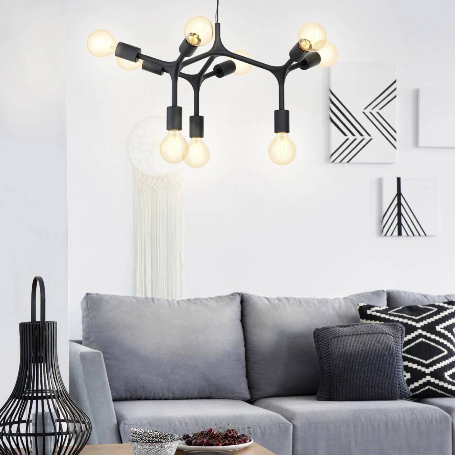 EGLO Suspension Bocadella 1 En Noir, à 9 Lampes 5 EGLO Suspension Bocadella 1 En Noir, à 9 Lampes – Image 3