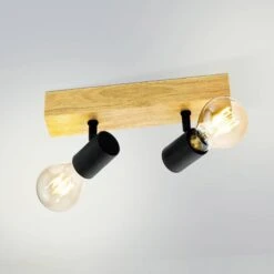 EGLO Plafonnier Townshend 3 En Bois à 2 Lampes