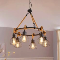 EGLO Suspension Rampside Avec 6 Abat-jour Cage