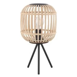 EGLO Lampe à Poser Bordesley Avec Abat-jour En Bois -Luminaire 3032400 2