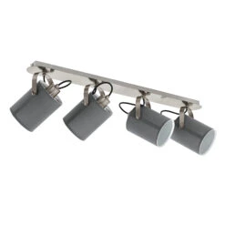 EGLO Plafonnier Villabate Avec 4 Abat-jour Tissu Gris -Luminaire 3032415 2